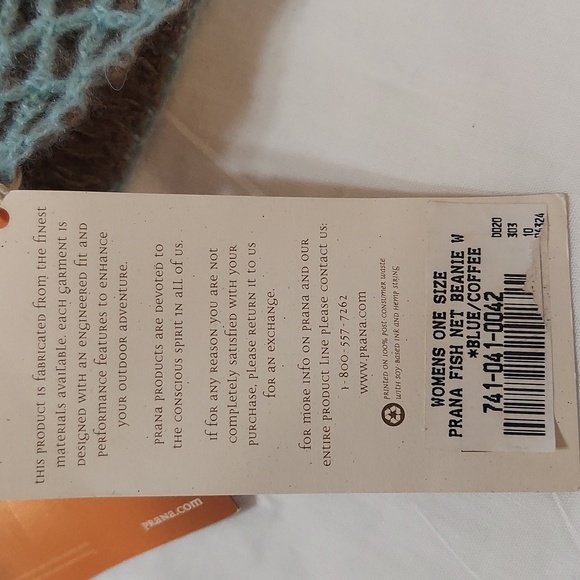 Prana Reversible Fishnet Beanie Blue / Coffee Brown. One Size - Picture 6 of 8